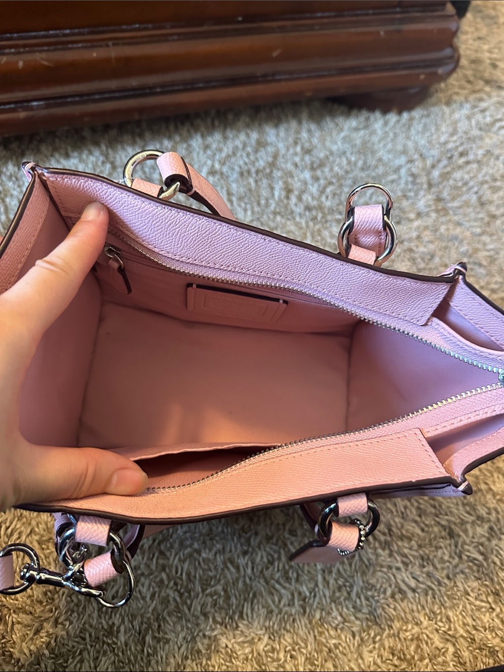 Coach Light Pink Pebbled Leather Satchel - Picture 5 of 6